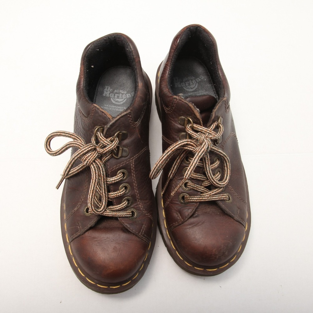 Dr. Martens Mens US 8 Oxfords Grizzly Brown Leather Low Top Lace Up Chunky - Picture 2 of 14